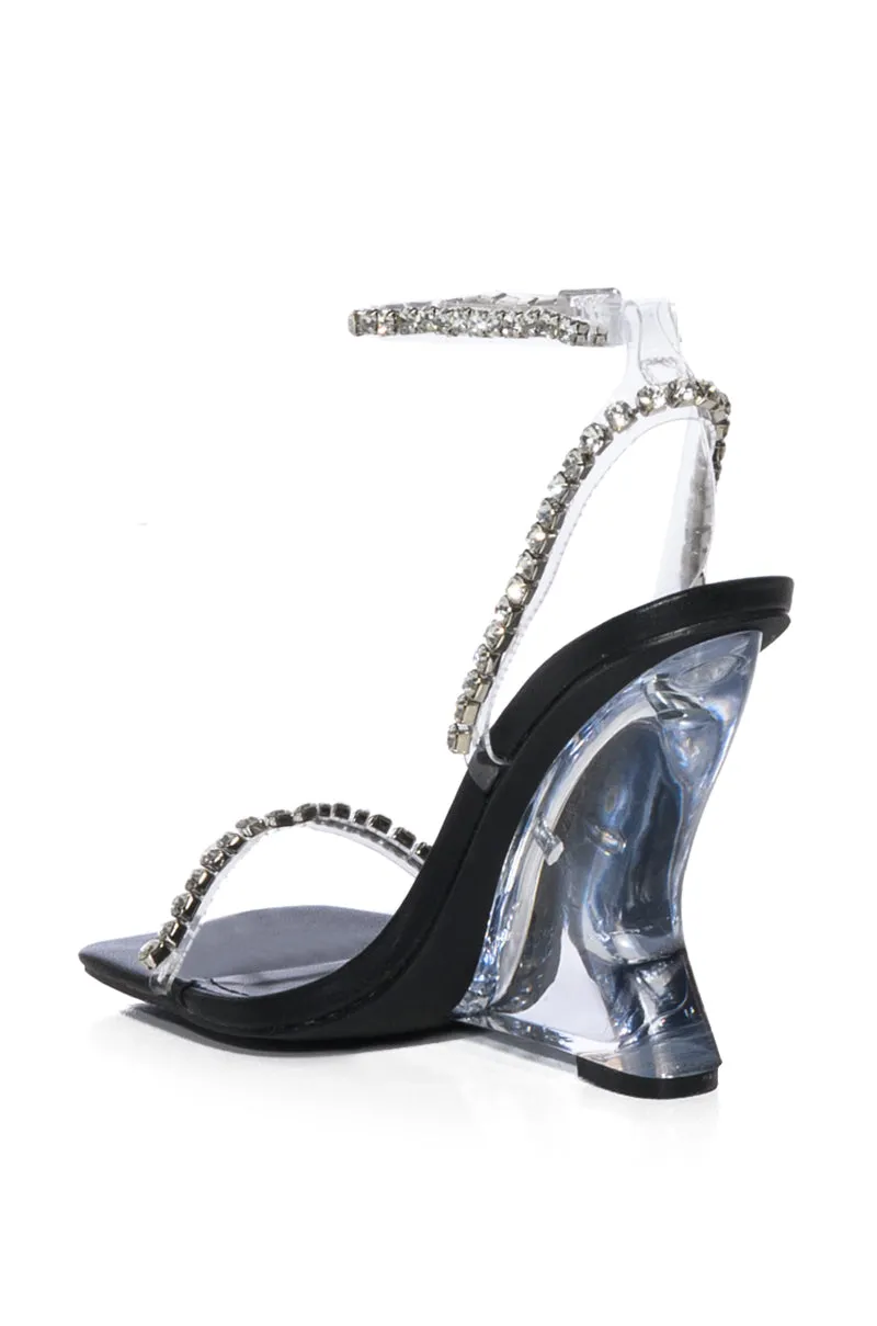 AZALEA WANG LURICE EMBELLISHED WEDGE SANDAL IN BLACK sold by AKIRA product image thumbnail 4