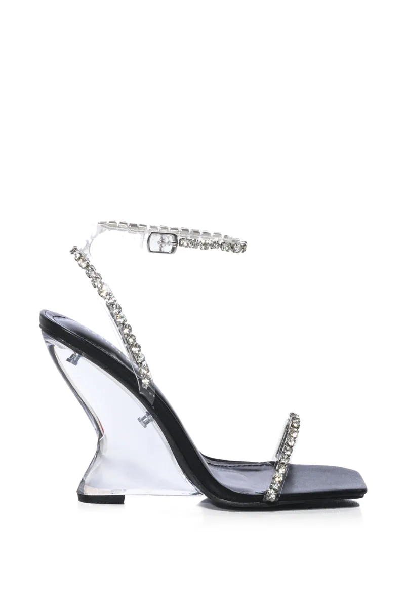 AZALEA WANG LURICE EMBELLISHED WEDGE SANDAL IN BLACK sold by AKIRA product image thumbnail 2