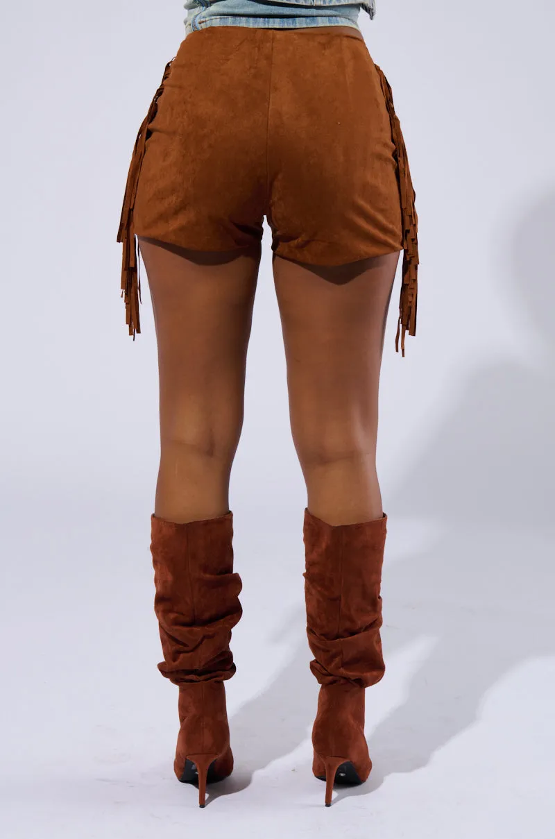THE RODEO SHOW SHORT IN BROWN SUEDE sold by AKIRA product image thumbnail 4