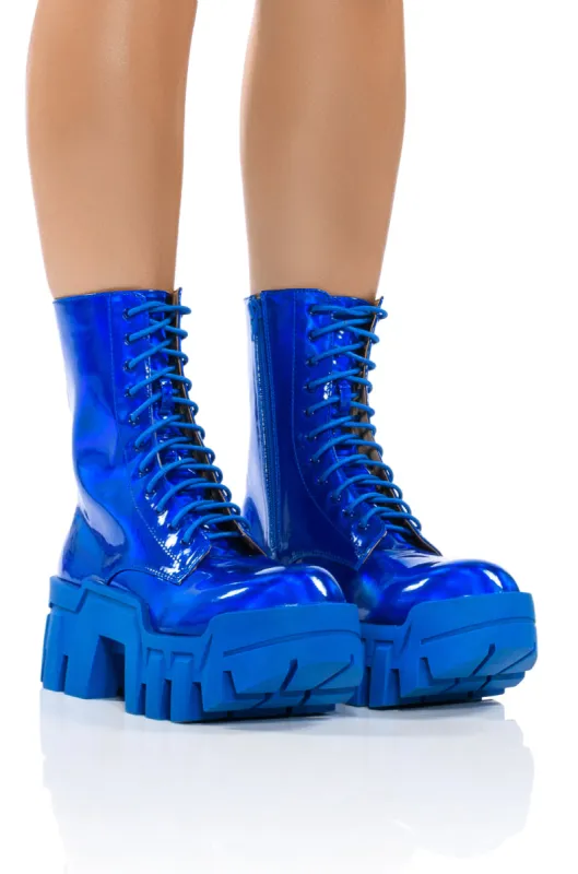 AZALEA WANG OLYMPIA BLUE CHUNKY BOOTIE sold by AKIRA