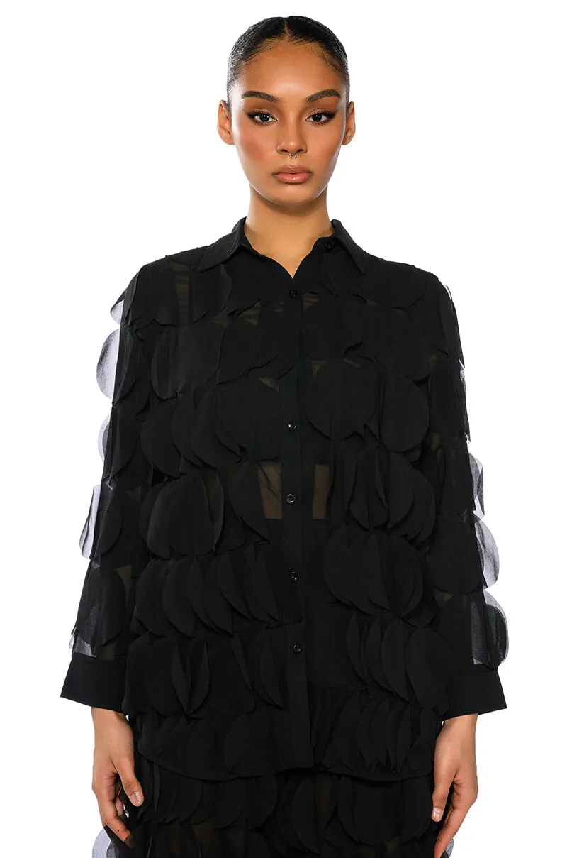 NEXT TIME TEXTURED BUTTON DOWN BLOUSE sold by AKIRA product image thumbnail 2