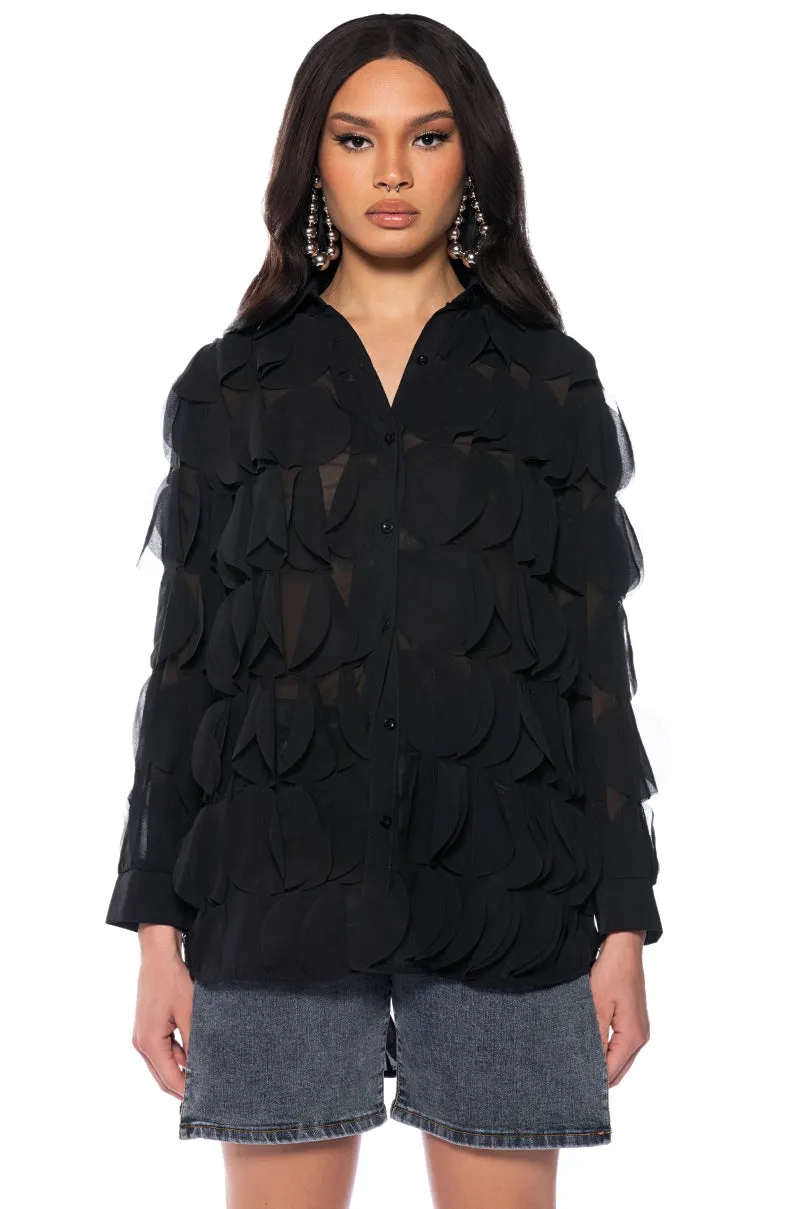 NEXT TIME TEXTURED BUTTON DOWN BLOUSE sold by AKIRA product image thumbnail 3