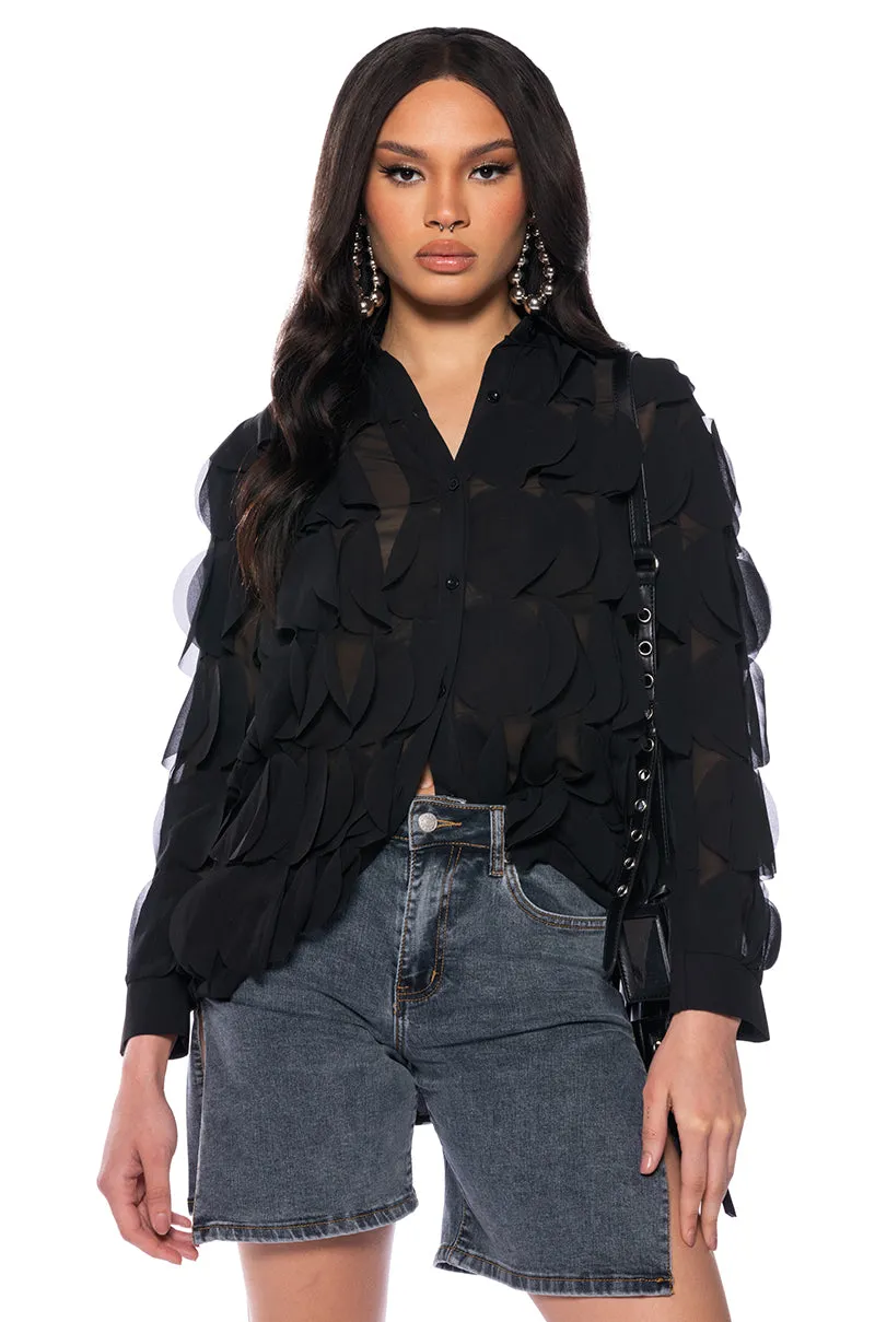 NEXT TIME TEXTURED BUTTON DOWN BLOUSE sold by AKIRA