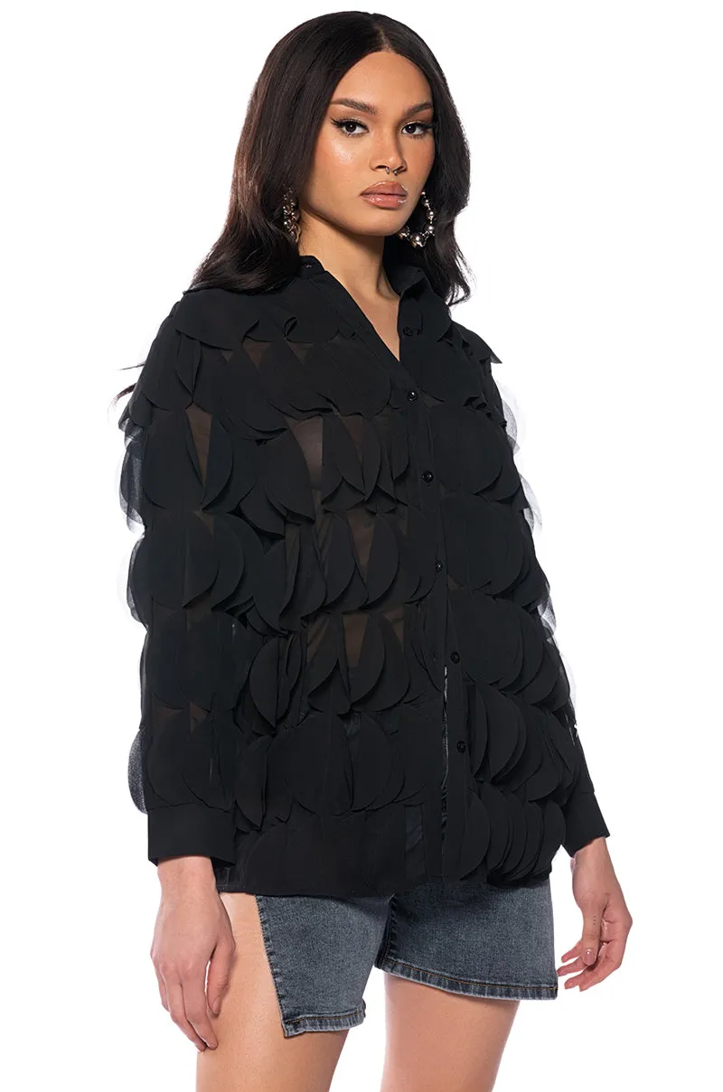 NEXT TIME TEXTURED BUTTON DOWN BLOUSE sold by AKIRA product image thumbnail 5