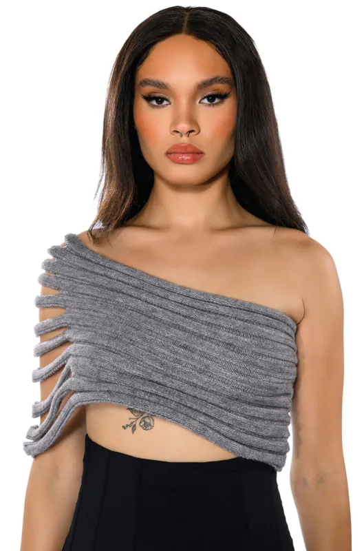 ONE SHOULDER RIB KNIT LAYERING TUBE TOP sold by AKIRA