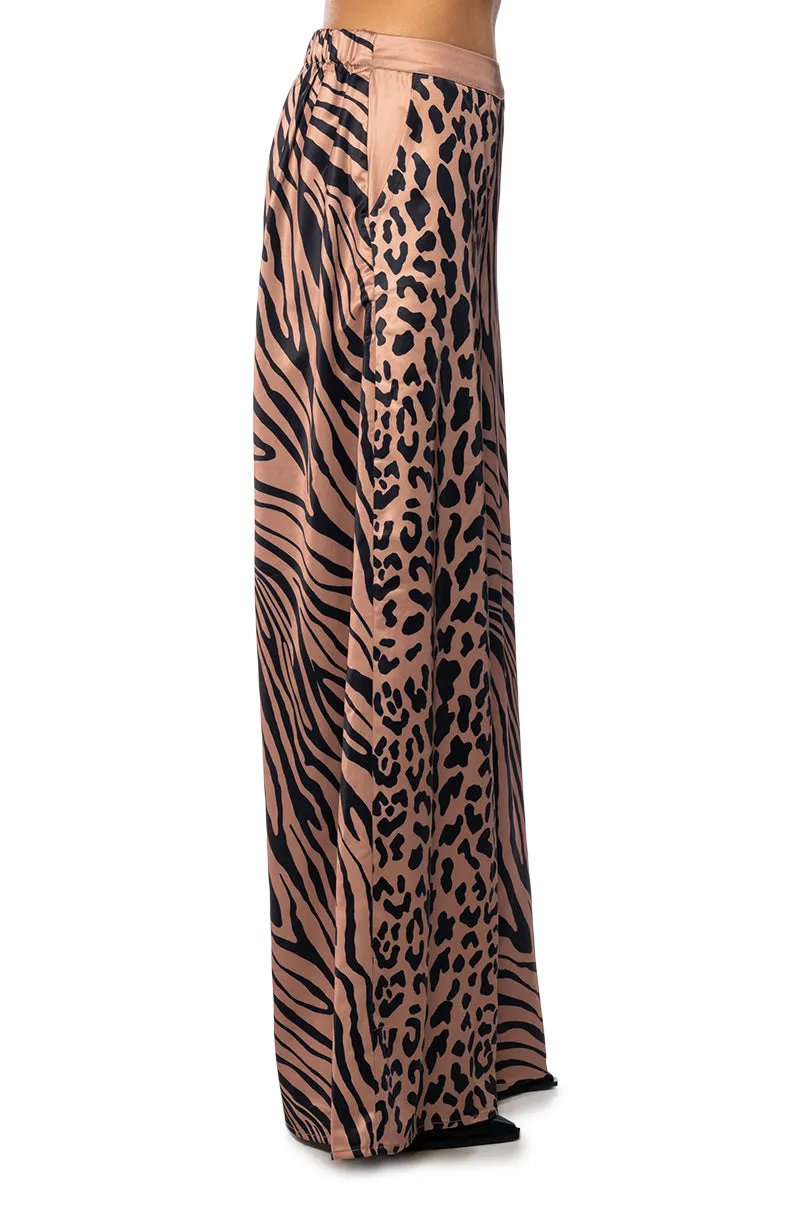 INTO THE NIGHT WIDE LEG PULL ON PANT IN BROWN MULTI sold by AKIRA product image thumbnail 4