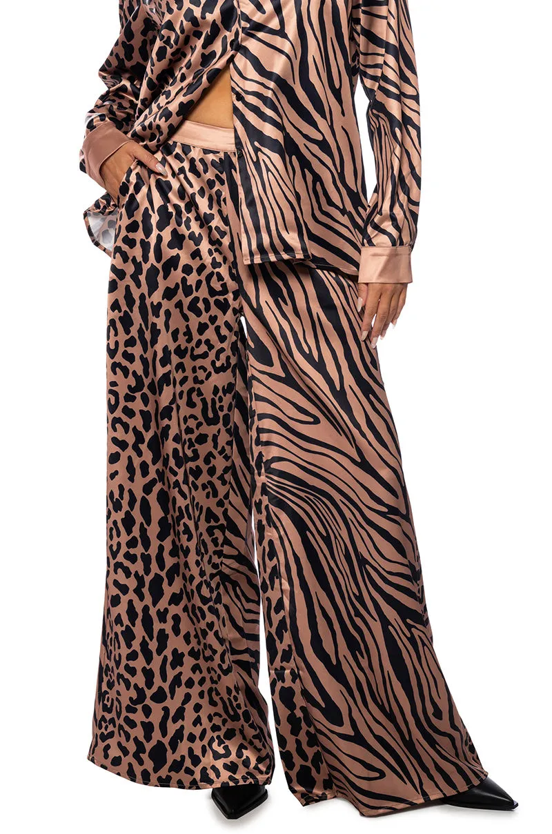 INTO THE NIGHT WIDE LEG PULL ON PANT IN BROWN MULTI sold by AKIRA