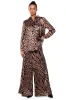 INTO THE NIGHT WIDE LEG PULL ON PANT IN BROWN MULTI sold by AKIRA