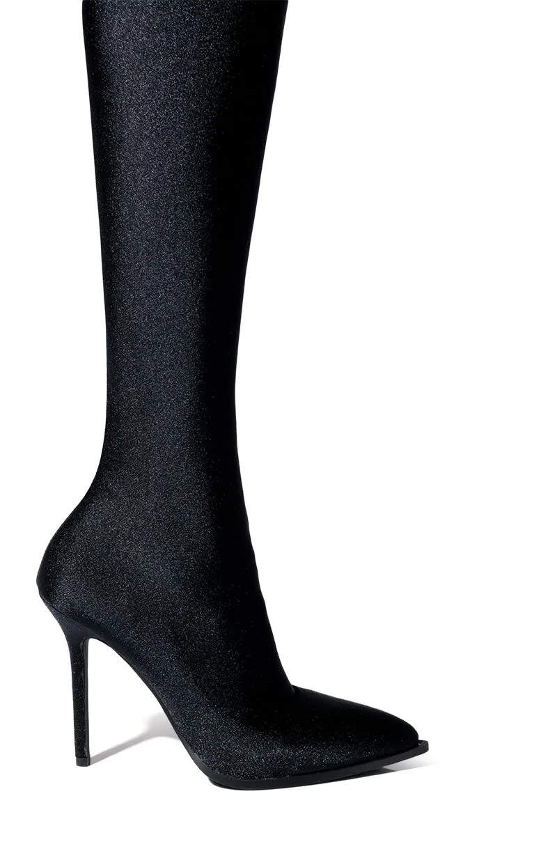 AZALEA WANG STAR STRETCH NEW LEVEL THIGH HIGH STILETTO BOOT IN BLACK sold by AKIRA product image thumbnail 5