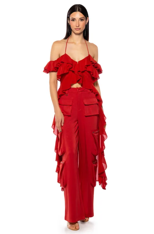 STEVIE RUFFLED HALTER NECK MAXI BLOUSE sold by AKIRA