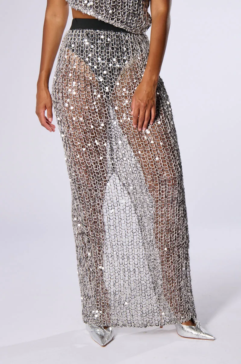 DONT MIND ME SEQUIN MAXI SKIRT sold by AKIRA