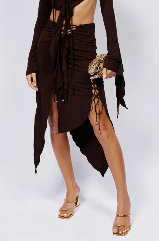 GEMMA RUFFLED MIDI SKIRT sold by AKIRA