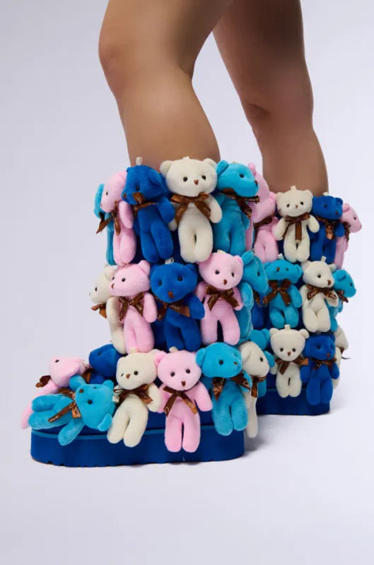 AZALEA WANG HONEY PIE TEDDY BEAR FLAT BOOT IN MULTI made by AKIRA