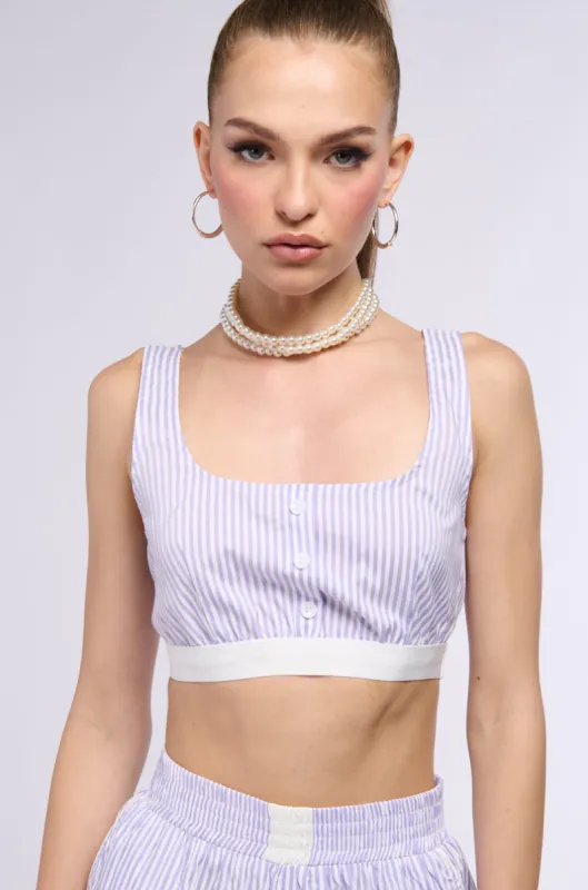 ROWAN POPLIN STRIPE BRALETTE sold by AKIRA