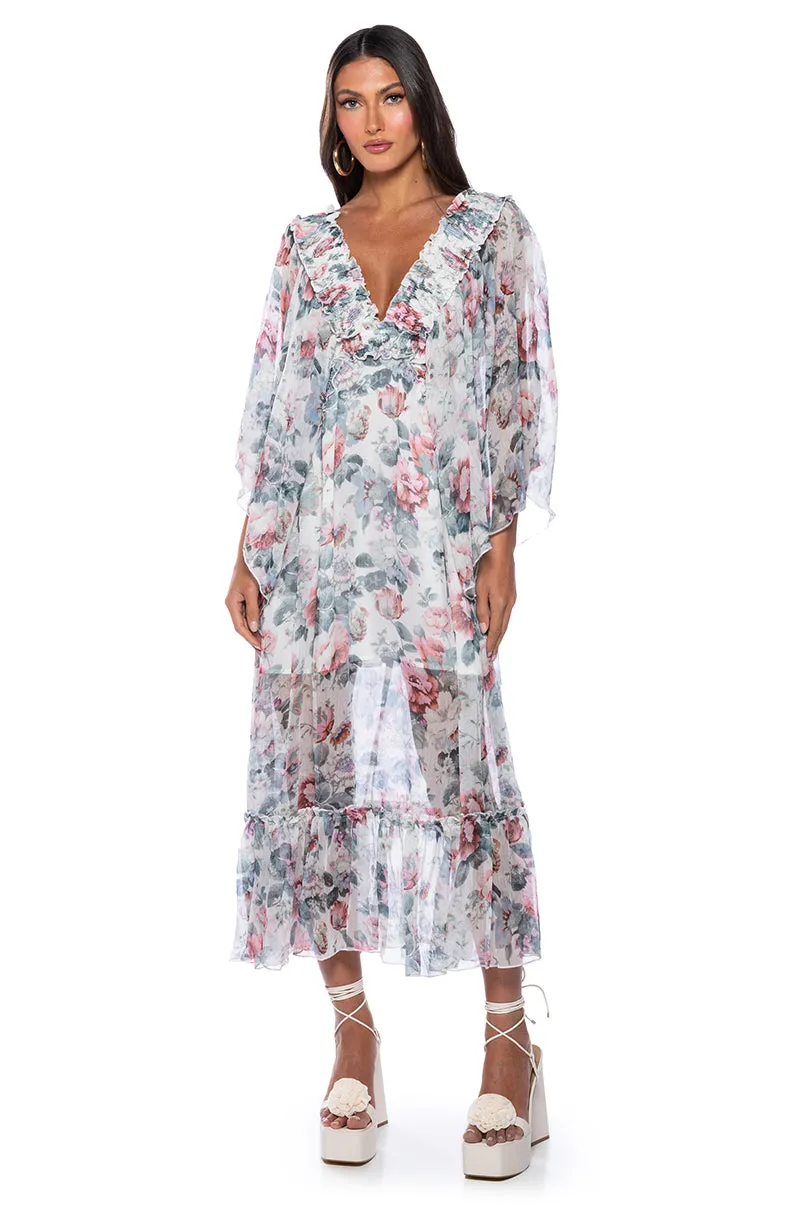WHAT A TIME FLORAL MAXI DRESS sold by AKIRA