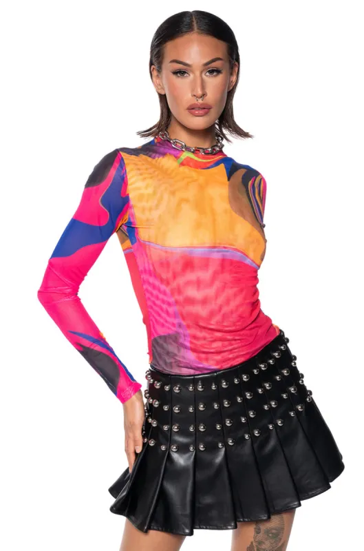 PROFILES ABSTRACT MESH TOP sold by AKIRA