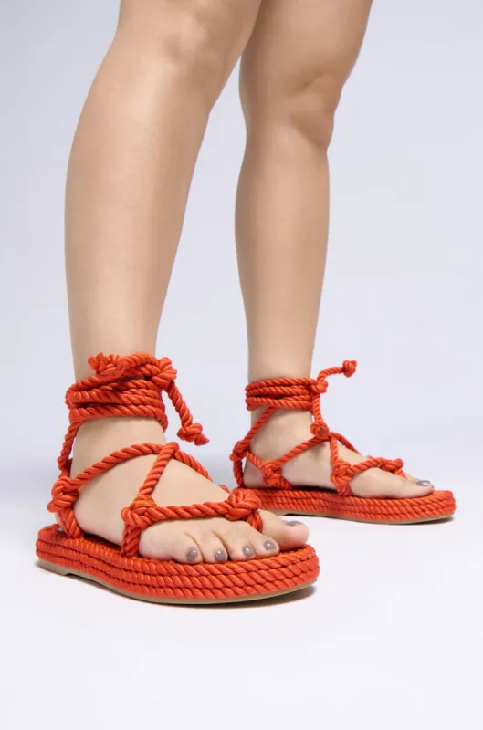 AZALEA WANG EVETTE ORANGE WOVEN SANDAL sold by AKIRA
