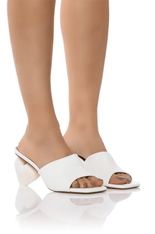 BUBBLE HEART WHITE NOVELTY HEEL SANDAL sold by AKIRA