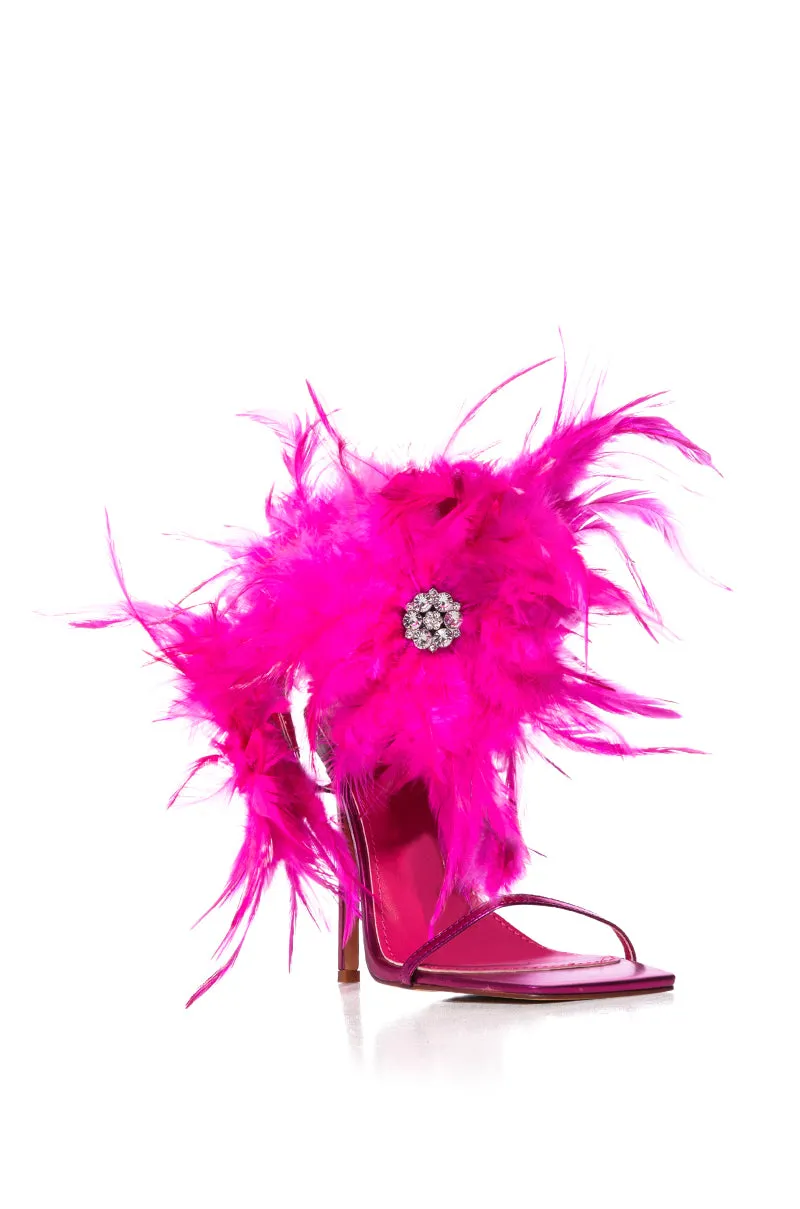 AZALEA WANG CARLA FEATHER TIE UP SANDAL IN FUCHSIA sold by AKIRA product image thumbnail 3