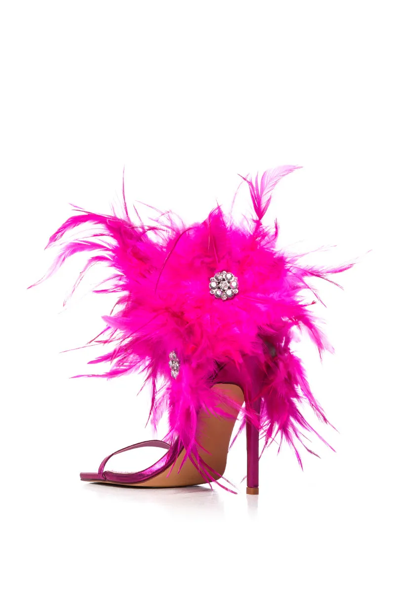 AZALEA WANG CARLA FEATHER TIE UP SANDAL IN FUCHSIA sold by AKIRA product image thumbnail 4