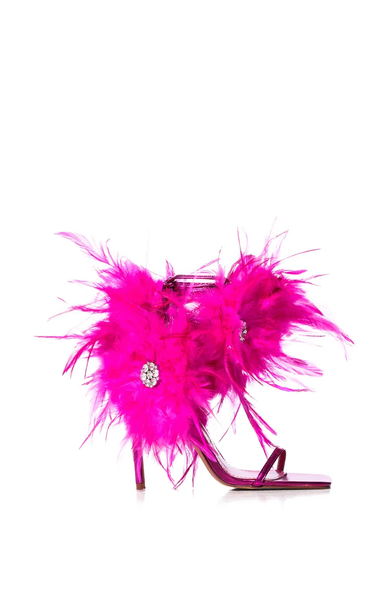 AZALEA WANG CARLA FEATHER TIE UP SANDAL IN FUCHSIA sold by AKIRA product image thumbnail 2