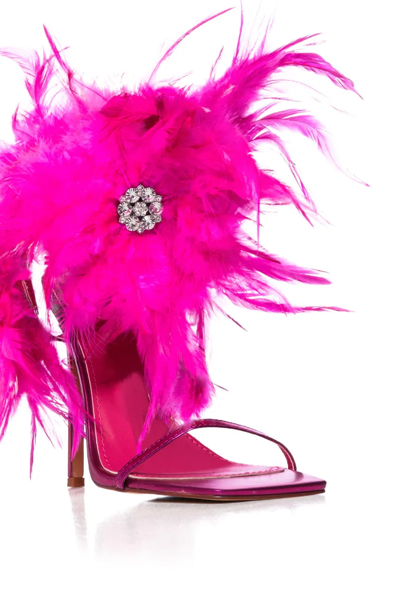 AZALEA WANG CARLA FEATHER TIE UP SANDAL IN FUCHSIA sold by AKIRA product image thumbnail 5