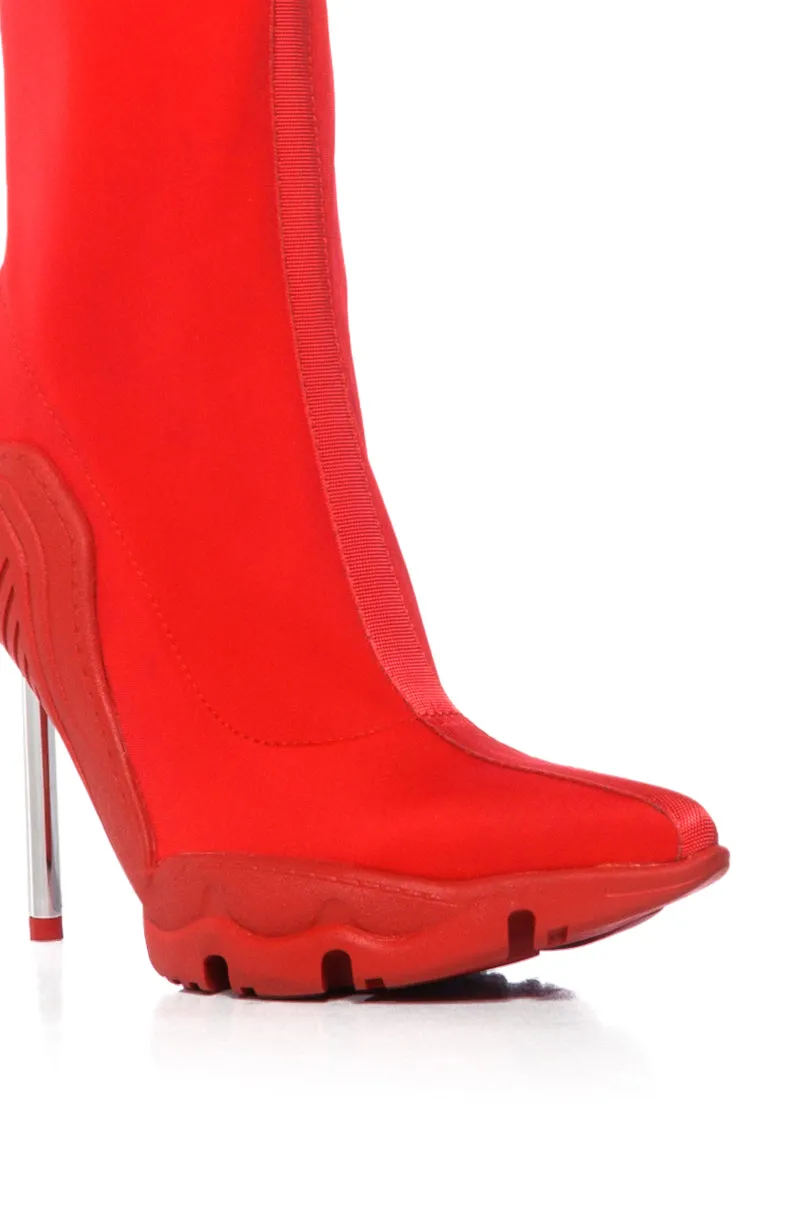 AZALEA WANG WILBER BOOTIE WITH STRETCH NEOPRENE IN RED sold by AKIRA product image thumbnail 5