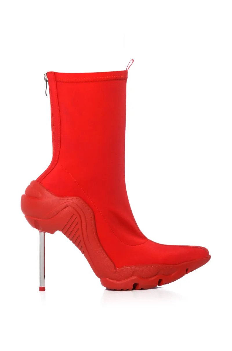 AZALEA WANG WILBER BOOTIE WITH STRETCH NEOPRENE IN RED sold by AKIRA product image thumbnail 2