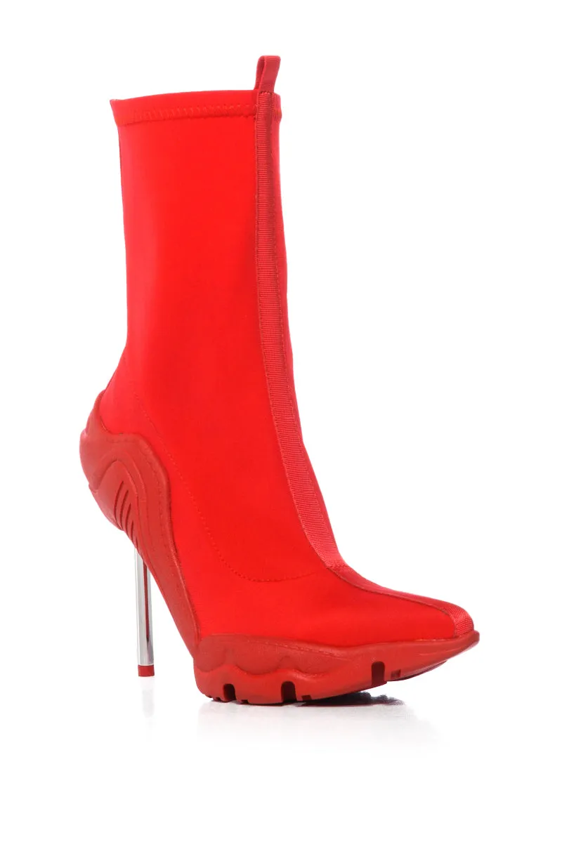 AZALEA WANG WILBER BOOTIE WITH STRETCH NEOPRENE IN RED sold by AKIRA product image thumbnail 3