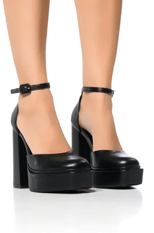 AZALEA WANG MOTGOMERY BLACK PLATFORM PUMP sold by AKIRA