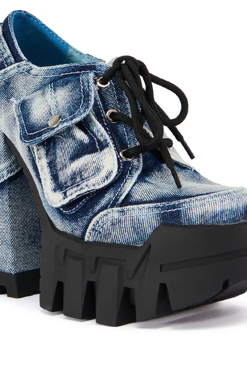 AZALEA WANG GALIDO DENIM CHUNKY PUMP sold by AKIRA product image thumbnail 5