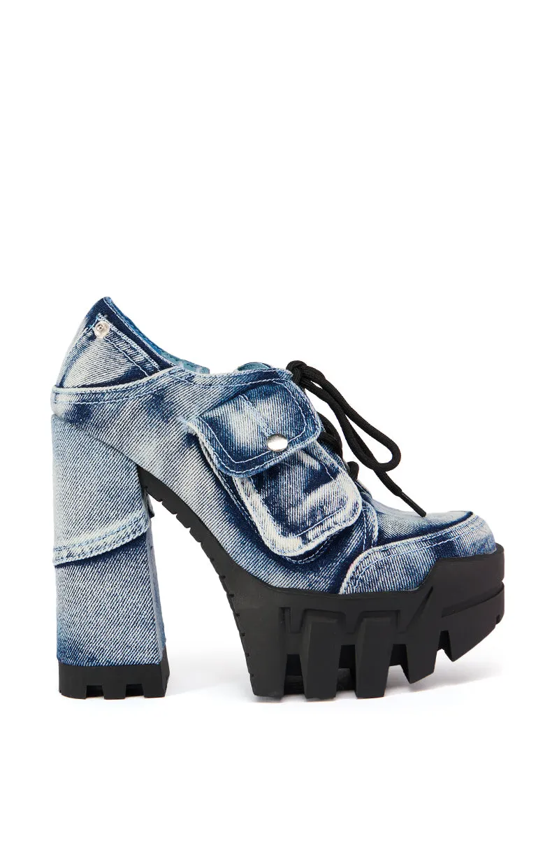 AZALEA WANG GALIDO DENIM CHUNKY PUMP sold by AKIRA product image thumbnail 2