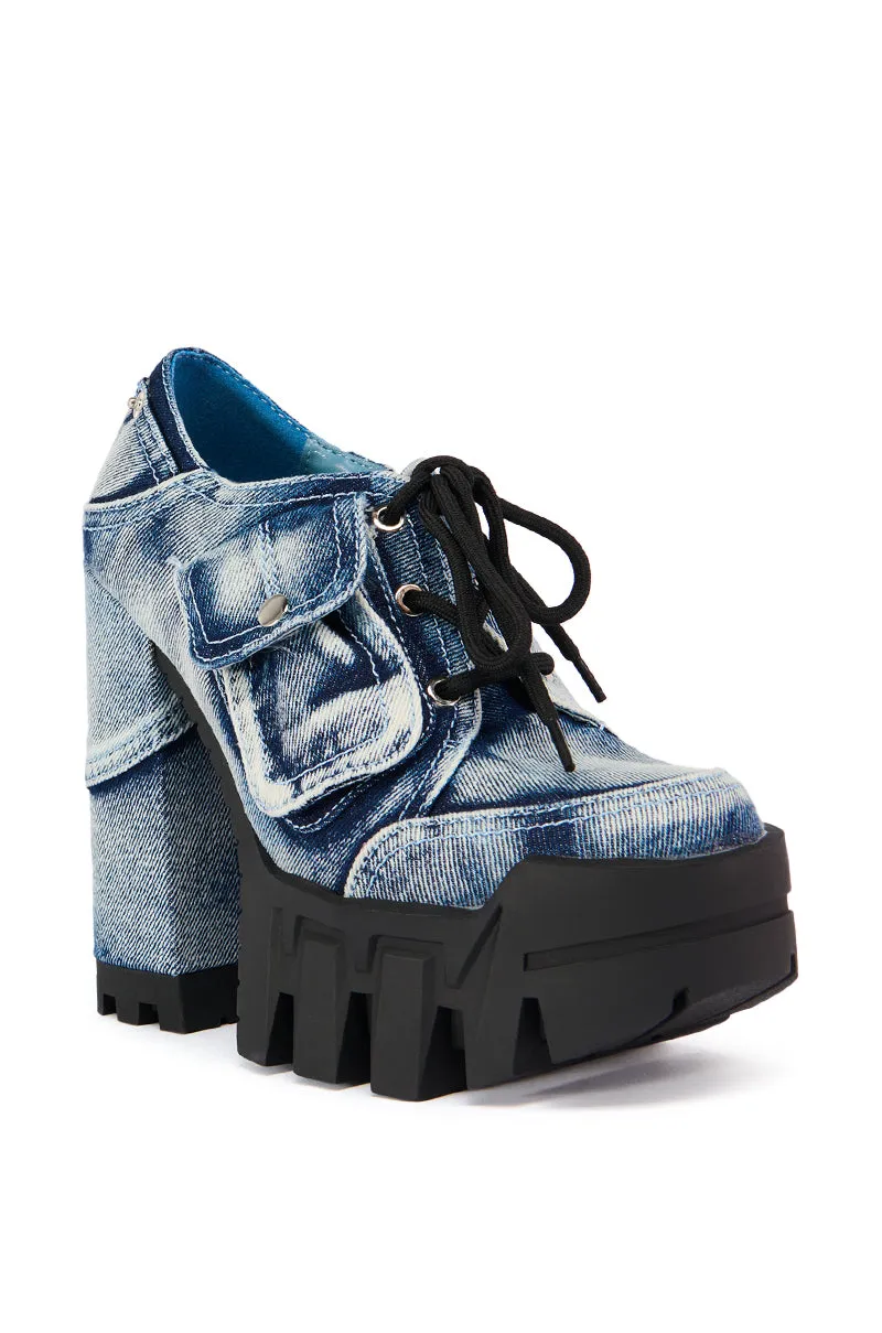 AZALEA WANG GALIDO DENIM CHUNKY PUMP sold by AKIRA product image thumbnail 3