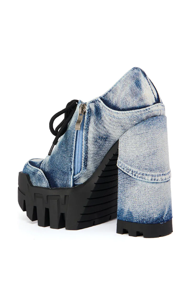 AZALEA WANG GALIDO DENIM CHUNKY PUMP sold by AKIRA product image thumbnail 4