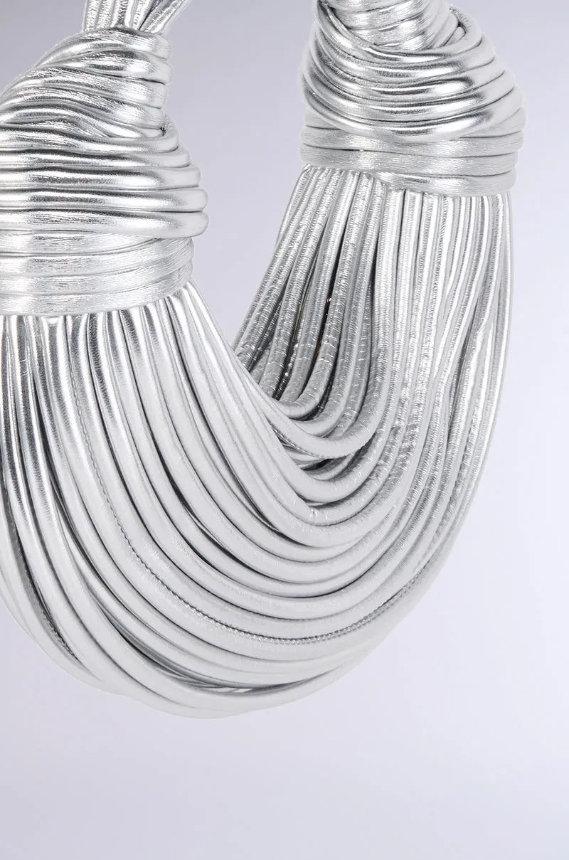 BRB FAUX LEATHER METALLIC ROPE PURSE IN SILVER sold by AKIRA product image thumbnail 5