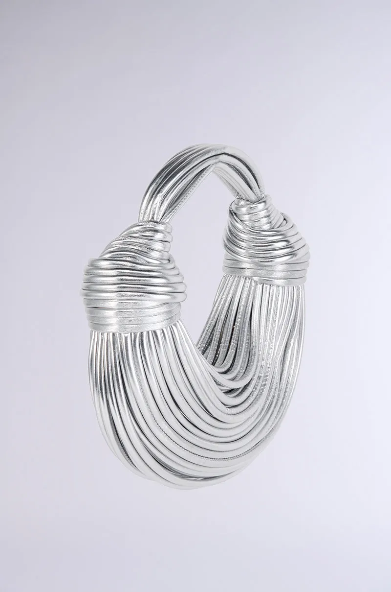 BRB FAUX LEATHER METALLIC ROPE PURSE IN SILVER sold by AKIRA product image thumbnail 4