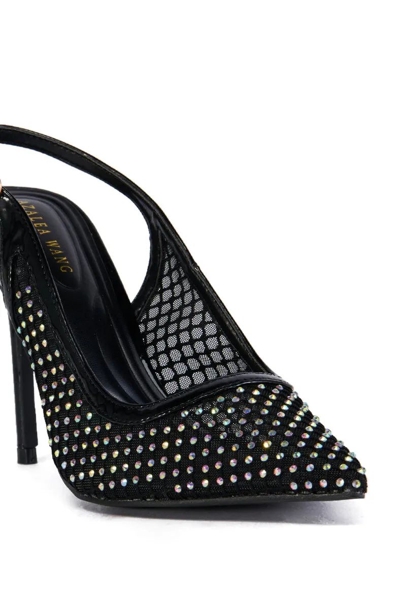 AZALEA WANG CARMINE BLACK DIAMOND MESH PUMP sold by AKIRA product image thumbnail 5