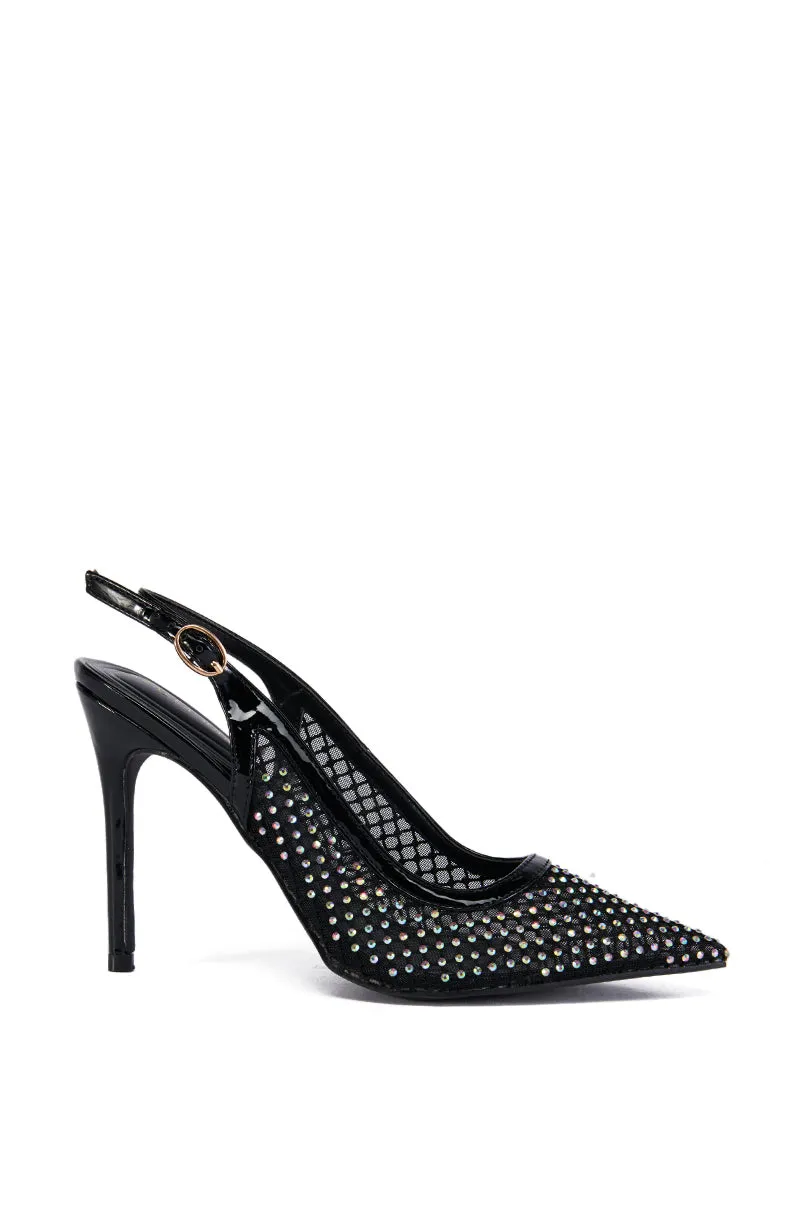AZALEA WANG CARMINE BLACK DIAMOND MESH PUMP sold by AKIRA product image thumbnail 2