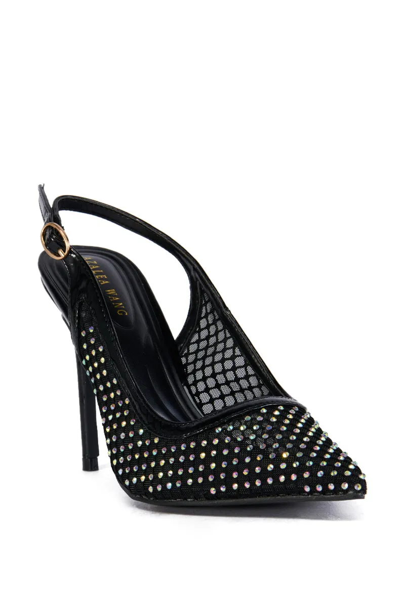 AZALEA WANG CARMINE BLACK DIAMOND MESH PUMP sold by AKIRA product image thumbnail 3