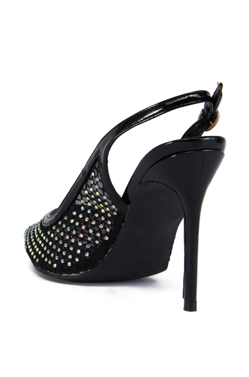AZALEA WANG CARMINE BLACK DIAMOND MESH PUMP sold by AKIRA product image thumbnail 4