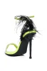 AZALEA WANG ELLA COLOR BLOCKED FEATHER SANDAL IN LIME sold by AKIRA