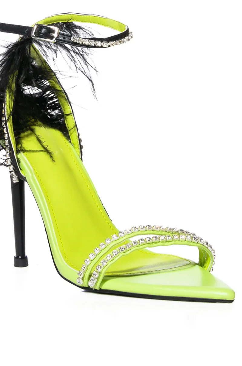 AZALEA WANG ELLA COLOR BLOCKED FEATHER SANDAL IN LIME sold by AKIRA product image thumbnail 5