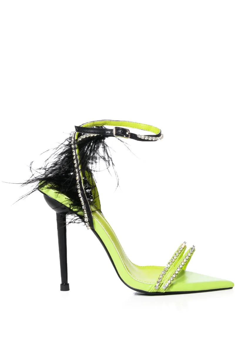 AZALEA WANG ELLA COLOR BLOCKED FEATHER SANDAL IN LIME sold by AKIRA product image thumbnail 2