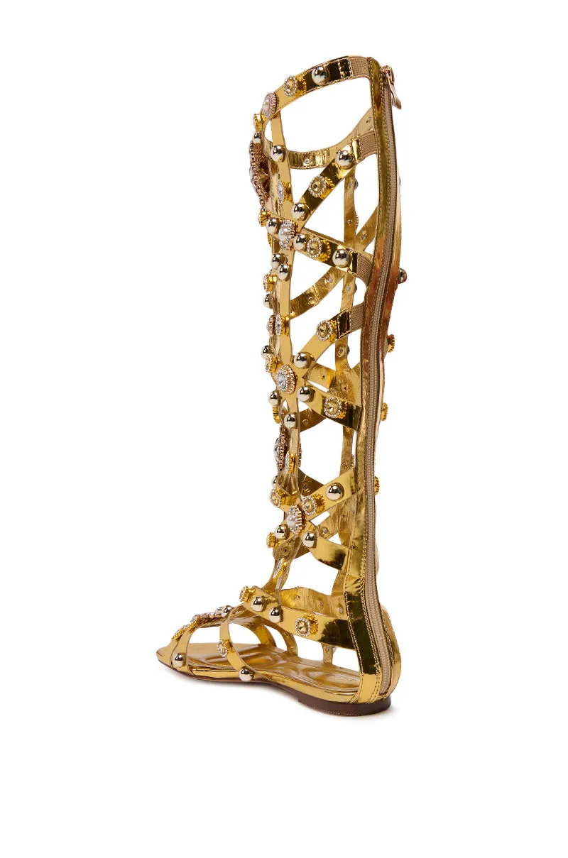 AZALEA WANG CHRYSTOS GOLD CAGED GLADIATOR SANDAL sold by AKIRA product image thumbnail 4