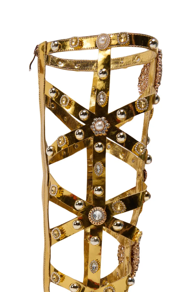 AZALEA WANG CHRYSTOS GOLD CAGED GLADIATOR SANDAL sold by AKIRA product image thumbnail 5