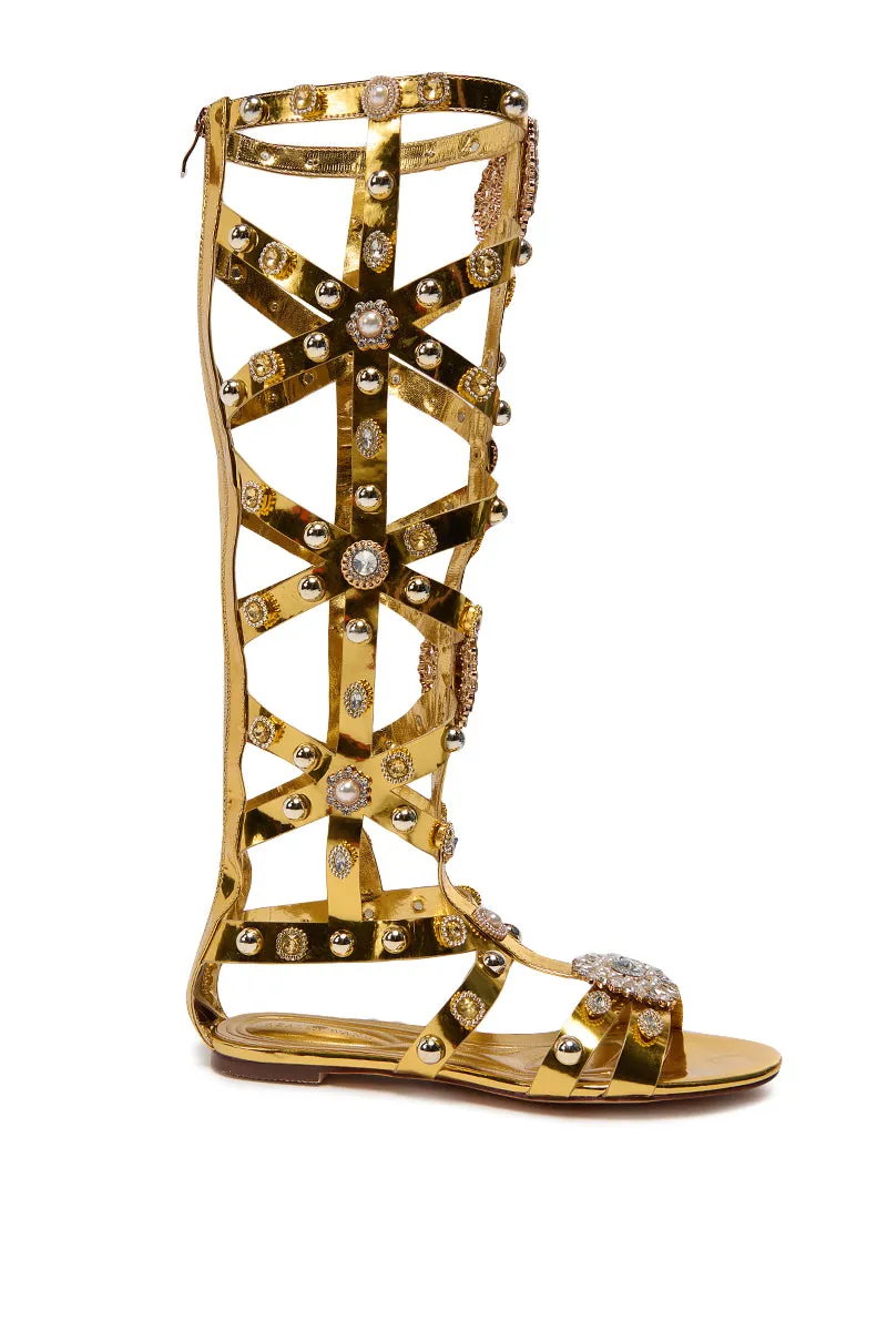AZALEA WANG CHRYSTOS GOLD CAGED GLADIATOR SANDAL sold by AKIRA product image thumbnail 2