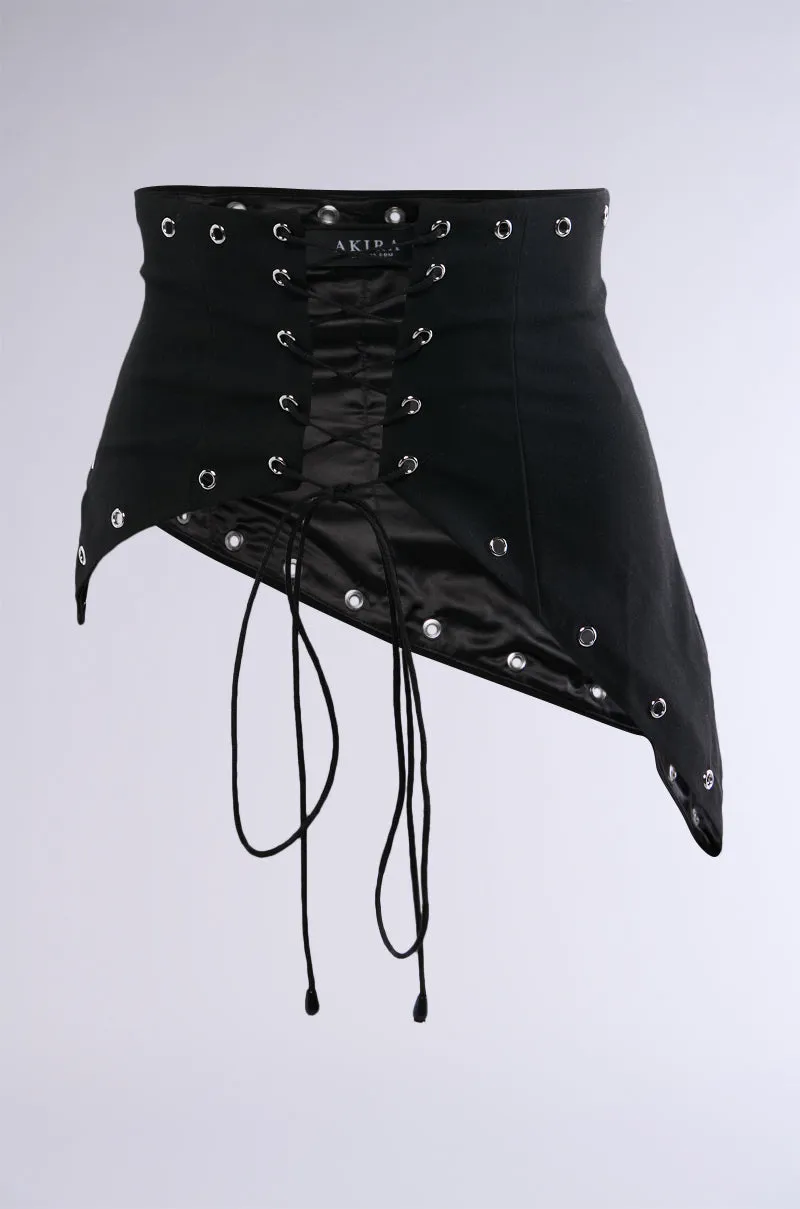 NEVER NORMAL LACE UP BELT sold by AKIRA