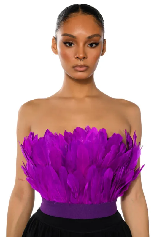 FLY AWAY FEATHER TUBE TOP sold by AKIRA