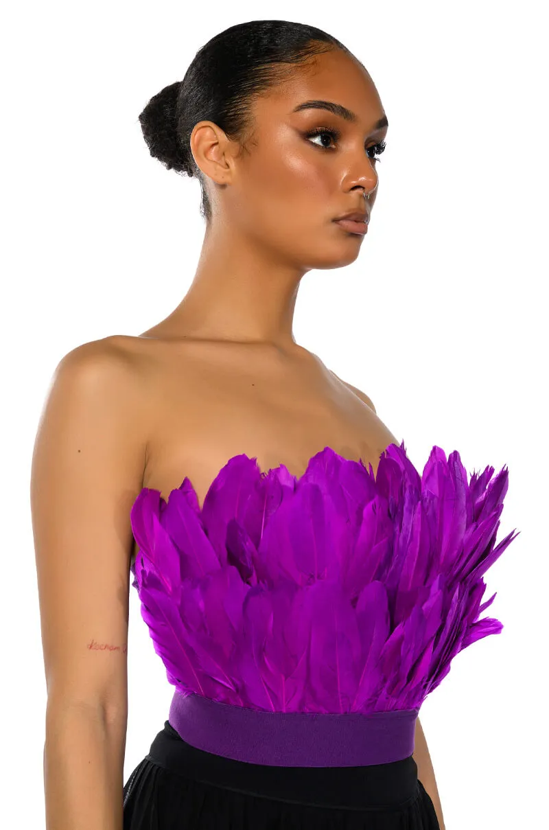 FLY AWAY FEATHER TUBE TOP sold by AKIRA product image thumbnail 2