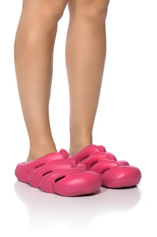 AZALEA WANG RUMBLE RUBBER FLAT SANDAL IN PINK sold by AKIRA